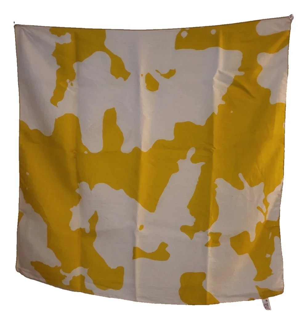 Vera Neumann VTG Silk Scarf Japan Yellow & White Fluid Abstract Print 21